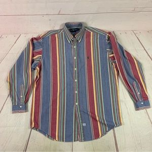 Vintage Men’s Polo Ralph Lauren Button Down Shirt Multicolor Striped Large